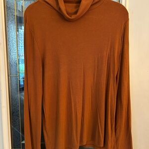 LOFT Terracotta Ribbed Long Sleeve Turtleneck Top
